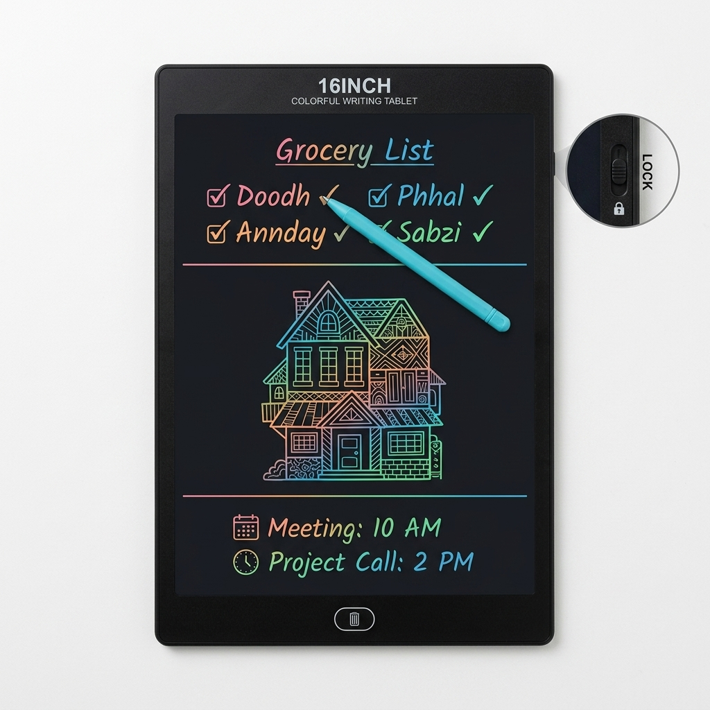 Multi-Color 16-Inch LCD Writing Tablet: Portable Doodle Pad, Digital Sketchpad, and Memo Board with Stylus - Perfect for Kids & Adults - (Environmentally Friendly)