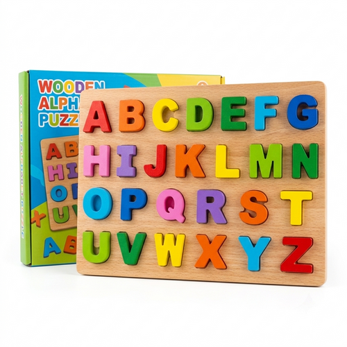 Wooden Alphabet Puzzle Board for Kids – Educational ABC Capital Letters Learning Toy