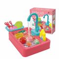 Kids Electric Kitchen Sink Toy Set with Automatic Water Circulation - Pretend Play Dishwashing Set with Vegetables, Cutlery & Accessories for Toddlers (Ages 3+)